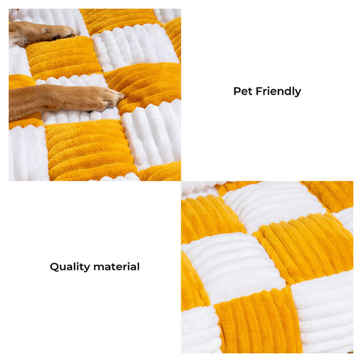 Square Plaid Cozy Dog Mat Furniture Protector Cover