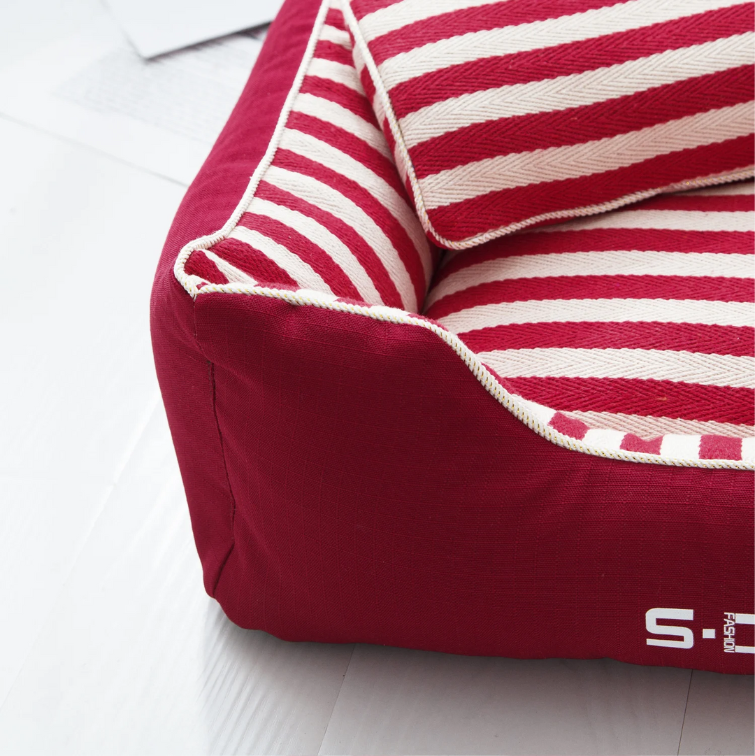 Classic Stripes Square Pet Bed with Cushion