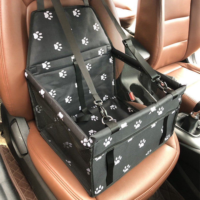 Bone Paw Printed Dog Booster Car Seat Basket With PVC Tube